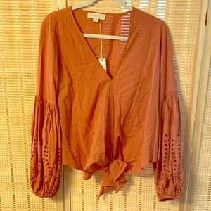 Eyelet sleeved top